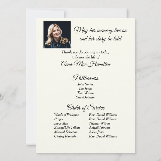 Beerdigung von Ocean Sunrise Einladung (Rückseite)