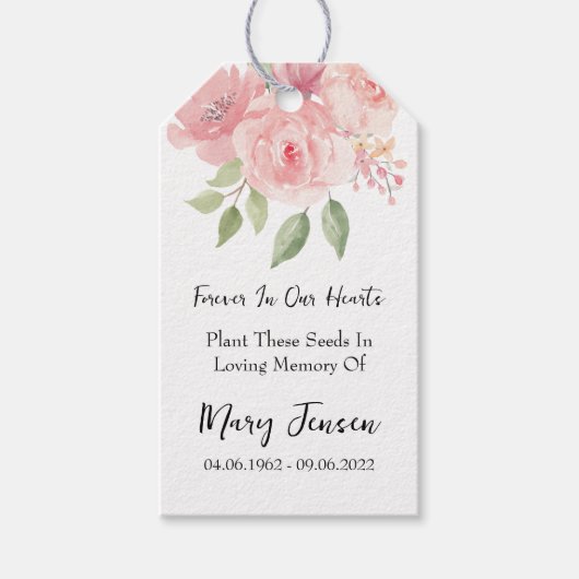 Beerdigung von Rose-Seed-Packet Geschenkanhänger (Vorderseite)