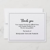 Beerdigung von Schwarz und Weiß für ewig Dankeskarte (Rückseite)