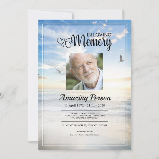 Beerdigung von Tauben und Himmel Einladung (Vorderseite)