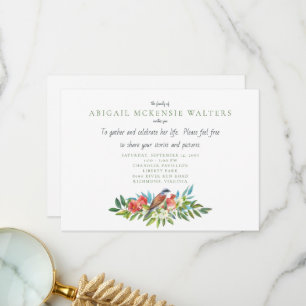 Beerdigung von Vogel und Granatapfel Feier Danke