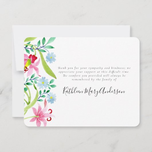 Beerdigung von Wasserfarben Dankeskarte (Rückseite)