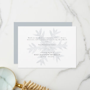 Beerdigung von Wasserfarben Snowflake Bereavement  Dankeskarte