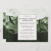 Beerdigung von Wasserfarbenwäldern Einladung (Vorne/Hinten)