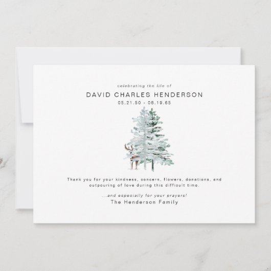 Beerdigung von Woodland Deer Bereavement Danke (Vorderseite)