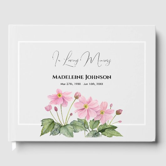 Beerdigung Wasserfarbe Gentle Pink Japanischer Ane Gästebuch (Vorderseite)