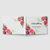 Beerdigung Wasserfarbe Rot und Rosa Blume Grau Gästebuch (Voll)