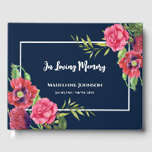 Beerdigung Wasserfarbe Rot und Rosa Blume Navy Blu