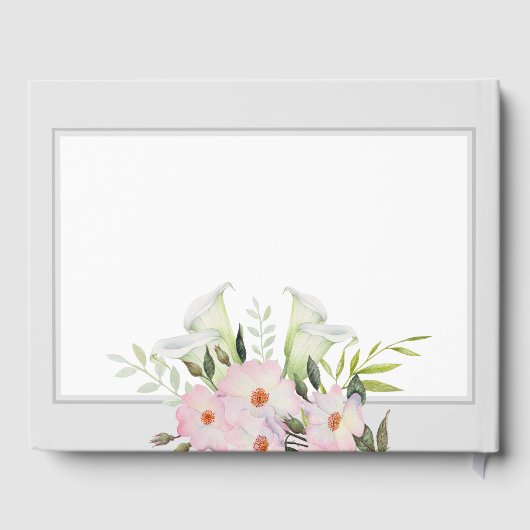 Beerdigung Wasserfarbe Weiße Calla Lily Rose Blume Gästebuch (Rückseite)