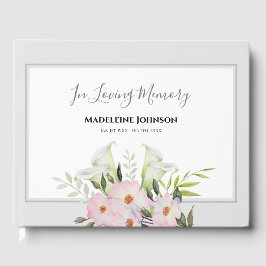 Beerdigung Wasserfarbe Weiße Calla Lily Rose Blume Gästebuch