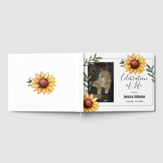 Beerdigung Wasserfarben Sonnenblumen Feier des Leb Gästebuch (Voll)