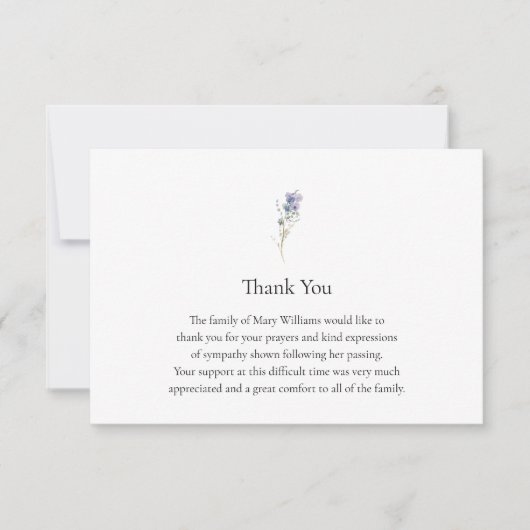 Beerdigung Wasserfarbenflora Dankeschön Karte (Vorderseite)