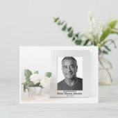 Beerdigung Weiße Blume und Foto Beileid Dankeskarte (Stehend Vorderseite)