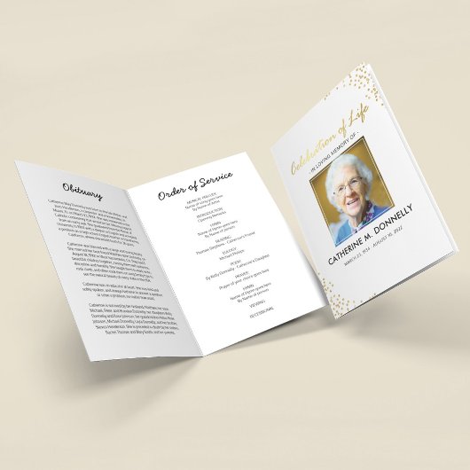 Beerdigung | White Gold Order of Service Card Programm