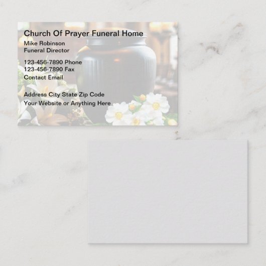 Beerdigung Zuhause Director and Creation Visitenkarte (Vorne/Hinten)