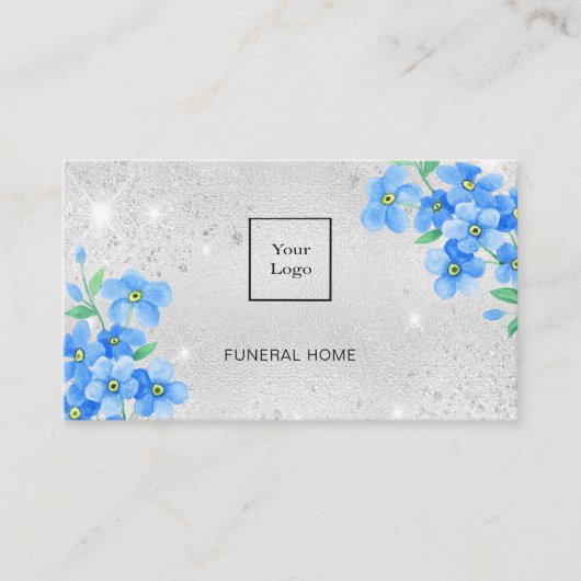 Beerdigung Zuhause Service Silberblauer QR-Code Visitenkarte (Vorderseite)