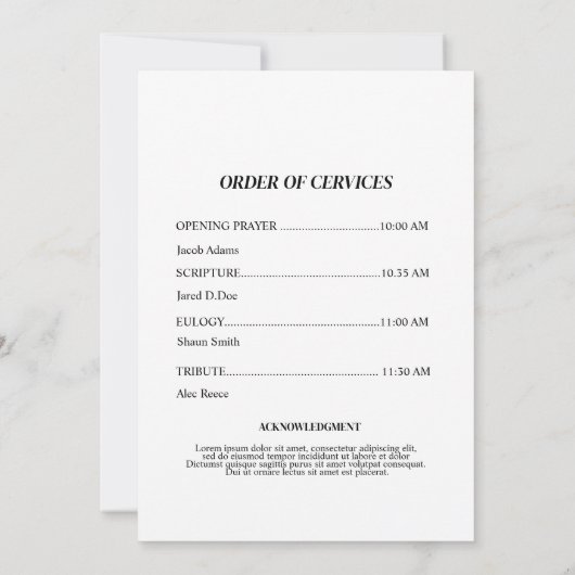 Beerdigung zur Beerdigung der Lebensblume Einladung (Rückseite)