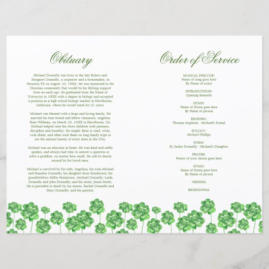 Beerdigungsauftrag des Dienstschließungsprogramms (Rückseite)