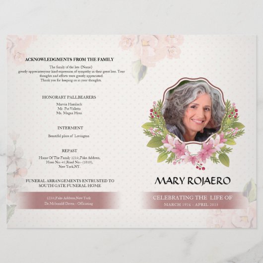 Beerdigungsauftrag des Flyers des Dienstprogramms (Vorderseite)