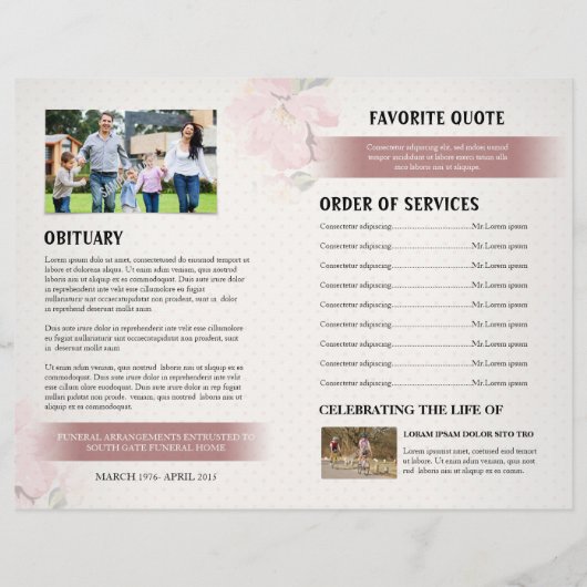 Beerdigungsauftrag des Flyers des Dienstprogramms (Rückseite)