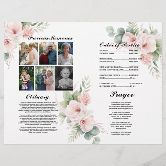 Beerdigungsauftrag Feier Pastel Blume Flyer (Hinten)