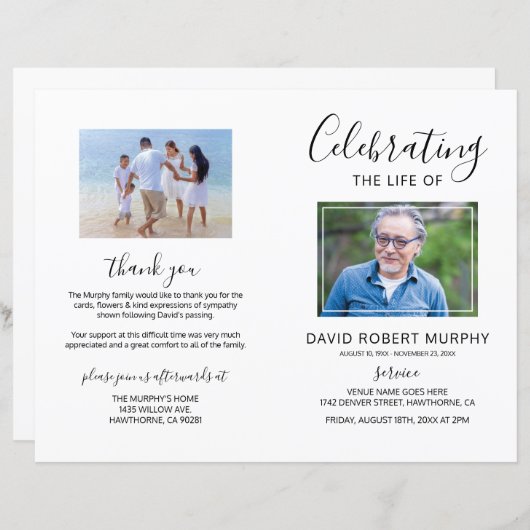 Beerdigungsauftrag | Foto-Memorial (Vorne/Hinten)