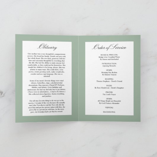 Beerdigungsauftrag | Programm "Grüne Erinnerung" (Innenseite)