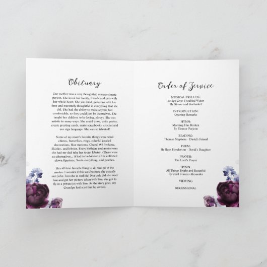 Beerdigungsauftrag | Programm zur Gedenkstätte (Innenseite)