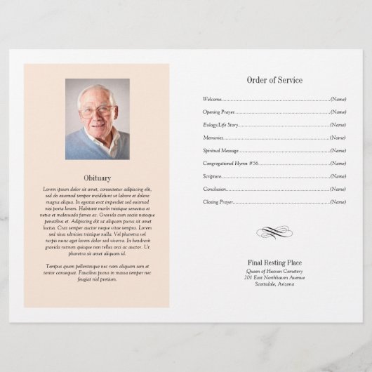 Beerdigungsauftrag | Sunset Memorial Program (Rückseite)