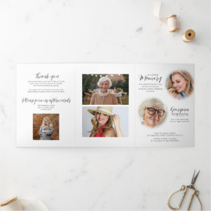 Beerdigungsauftrag   Vor und nach dem Foto Tr Dreifach Gefaltete Einladung