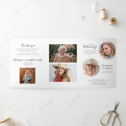 Beerdigungsauftrag | Vor und nach dem Foto Tr Dreifach Gefaltete Einladung (Außenbereich)