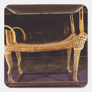 Beerdigungsbett in Form der heiligen Kuh Quadratischer Aufkleber