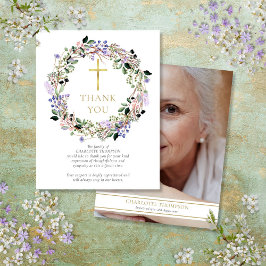 Beerdigungsdenkmal Lavendel Christliches Foto Dankeskarte