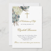 Beerdigungsdenkmal Religiöses, florales Foto Elega Einladung (Vorderseite)