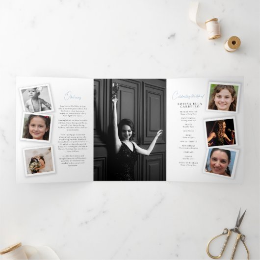 Beerdigungsdenkprogramm - Fotos Dreifach Gefaltete Einladung (Innenseite)