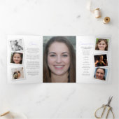 Beerdigungsdenkprogramm Snap-Fotos lila Dreifach Gefaltete Einladung (Innenseite)