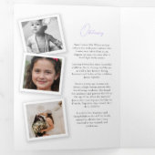 Beerdigungsdenkprogramm Snap-Fotos lila Dreifach Gefaltete Einladung (Innen Erste Seite)