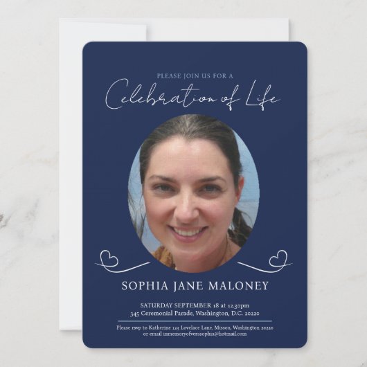 Beerdigungsdienst Beerdigung Oval Foto Marine Einladung (Vorderseite)