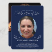 Beerdigungsdienst Beerdigung Oval Foto Marine Einladung (Vorne/Hinten)