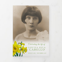 Beerdigungsdienst Federgelbe Narzissen Fotos Dreifach-gefaltete Programmkarte