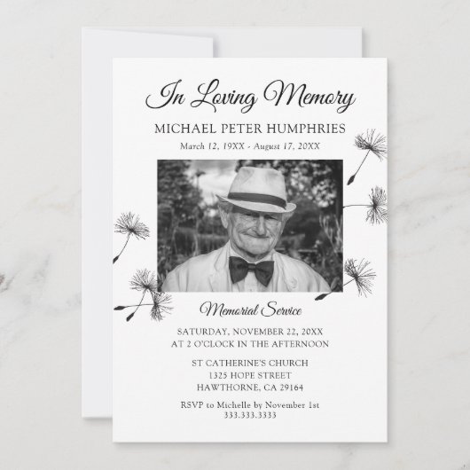 Beerdigungsdienst | Feiern zum Foto des Lebens Einladung (Vorderseite)