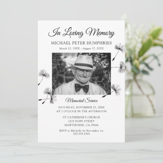 Beerdigungsdienst | Feiern zum Foto des Lebens Einladung (Stehend Vorderseite)