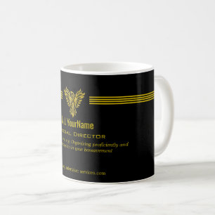 Beerdigungsdirektor, Goldstreifen und steigender P Kaffeetasse