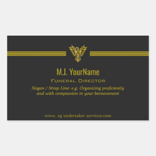 Beerdigungsdirektor, Goldstreifen und steigender P Rechteckiger Aufkleber (Vorderseite)