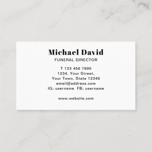 Beerdigungsdirektor Visitenkarte (Rückseite)