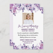 Beerdigungseinladung mit Lila wilden Blume Einladung (Vorne/Hinten)