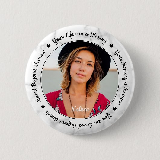 Beerdigungserinnerung Bewahren Foto der Gedenkstät Button (Vorderseite)