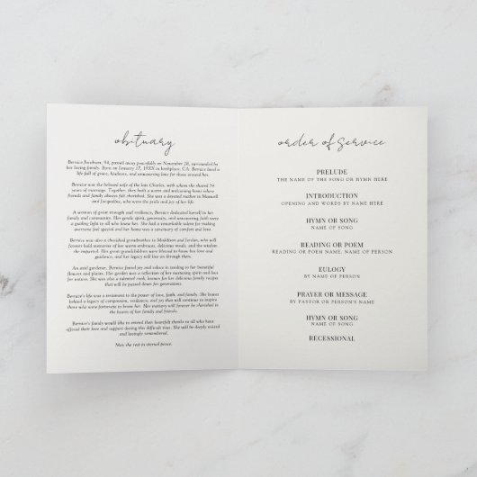 Beerdigungsfeier anlässlich des Programms "Leben" Dankeskarte (Innenseite)