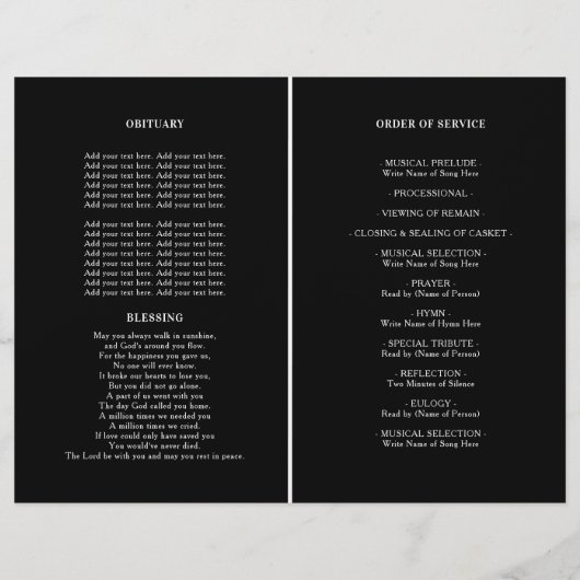 Beerdigungsfeier Flyer (Hinten)