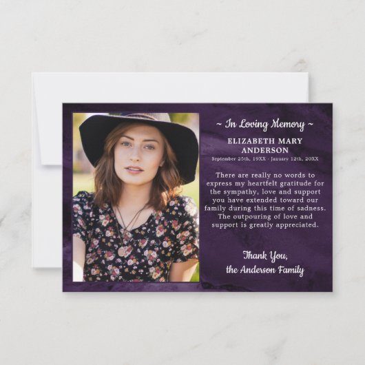 Beerdigungsfeier zum Foto des Lebens Dankeskarte (Vorderseite)